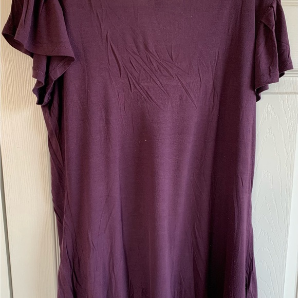 KISCHE - burgundy TOP short flowy cap sleeves, square neckline Medium - Picture 2 of 7